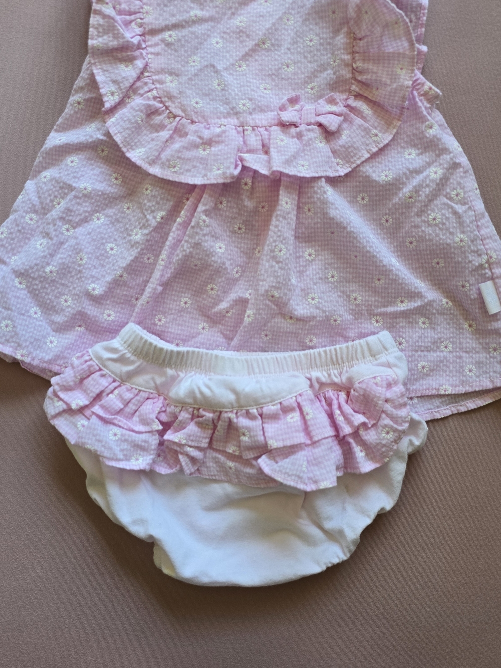 Pink Ruffle Baby Dress and Bloomers Set